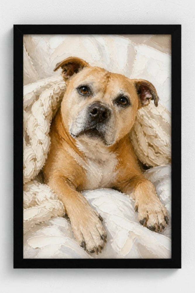 The Snuggle pet portrait style